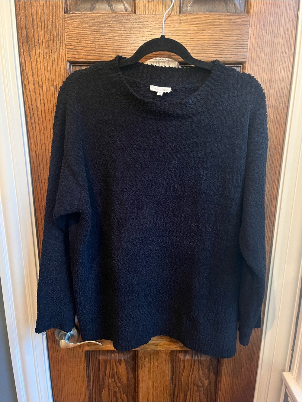 Oversized Black BouclΓ© Crewneck Sweater
